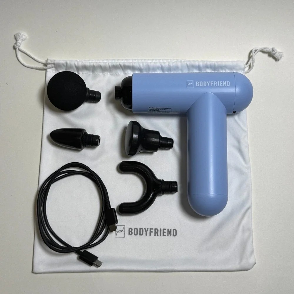 BODYFRIEND miniGUN Massage Gun Light Blue w/ Box & Accessories